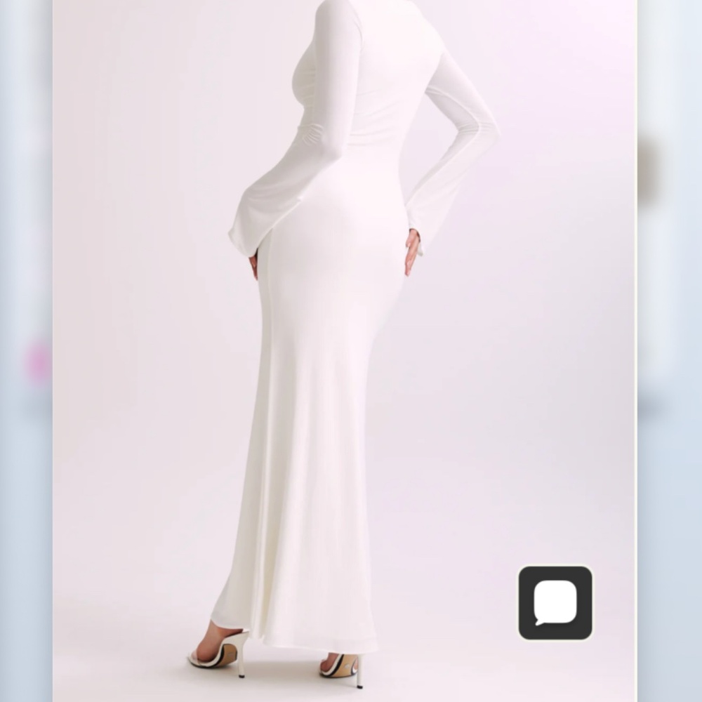 Meshki Tarna Slinky Fishtail Maxi Dress - Ivory - Size Medium - Picture 6 of 7